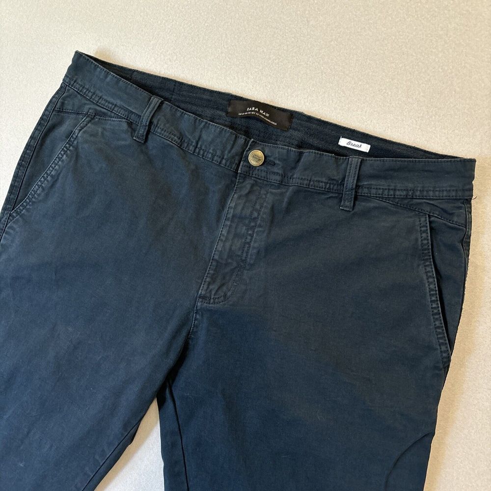 Zara Man "Break" 38x32 BLUE Pants Stretch Slim Fit EXCELLENT & Soft ~ FAST Ship - Picture 2 of 8